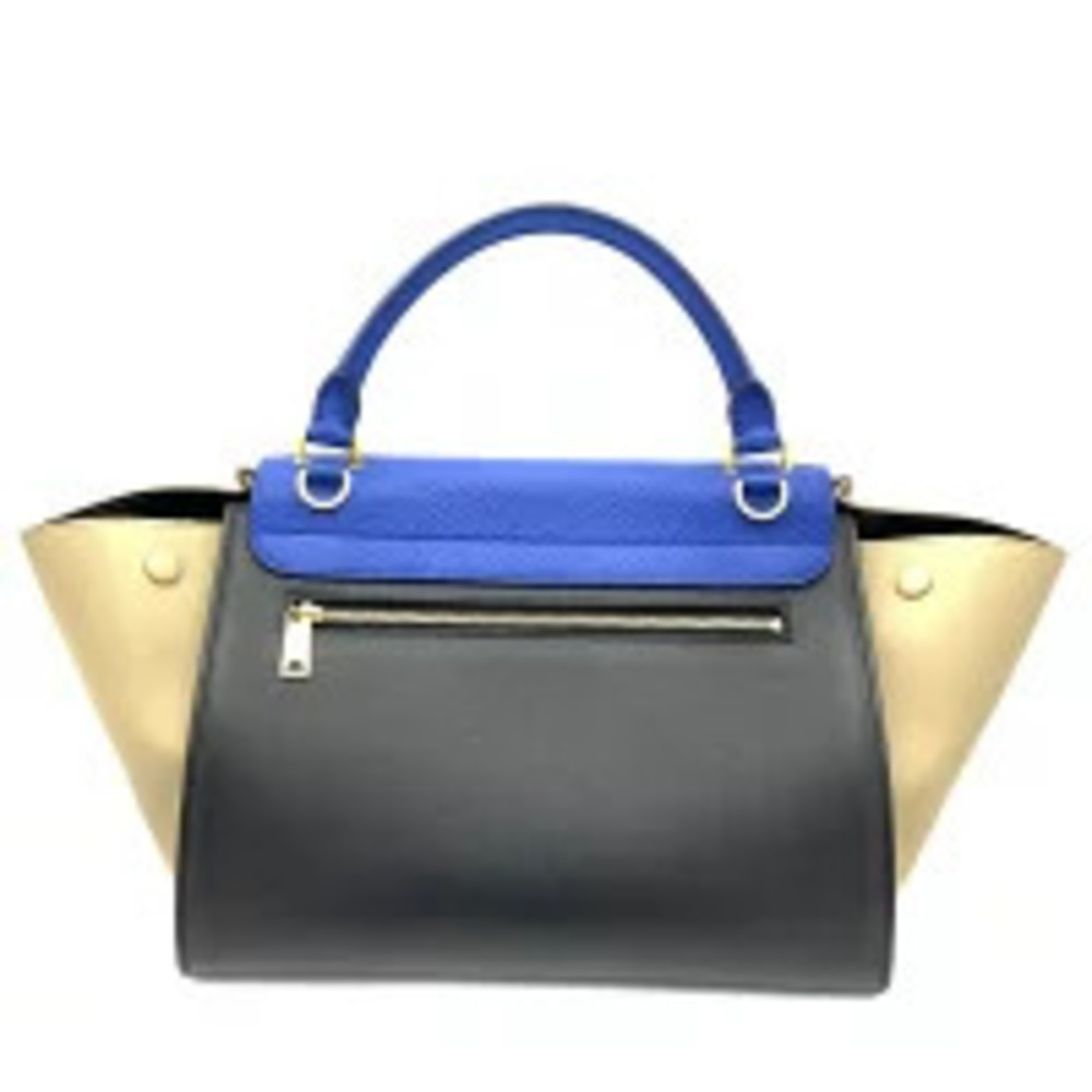 CELINE Trapeze Tricolor Blue Beige Black One Handle Shoulder Bag Handbag - Picture 3 of 13